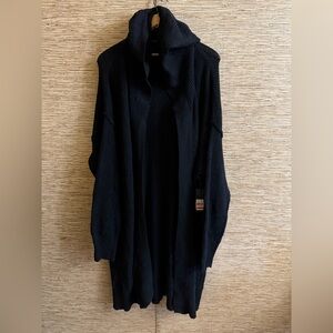 Black Tape Cardigan Sweater Womens Size 3X Black Open Front Hooded Knit